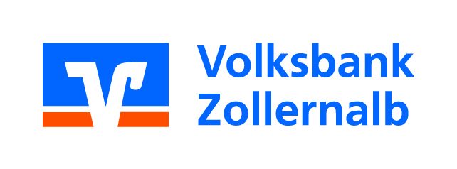 Logo der Volksbank Zollernalb mit stilisiertem "V" und blau-orangem Schriftzug.