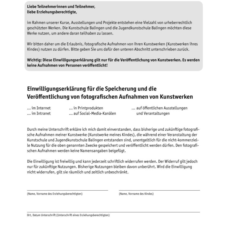 Vorschau der Einwilligungserklärung