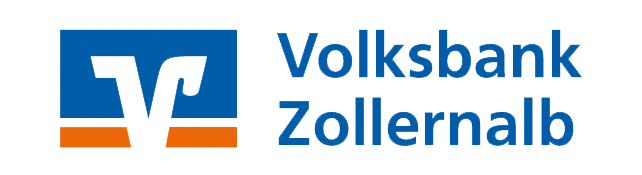 Logo der Volksbank Hohenzollern-Balingen in Blau und Orange.