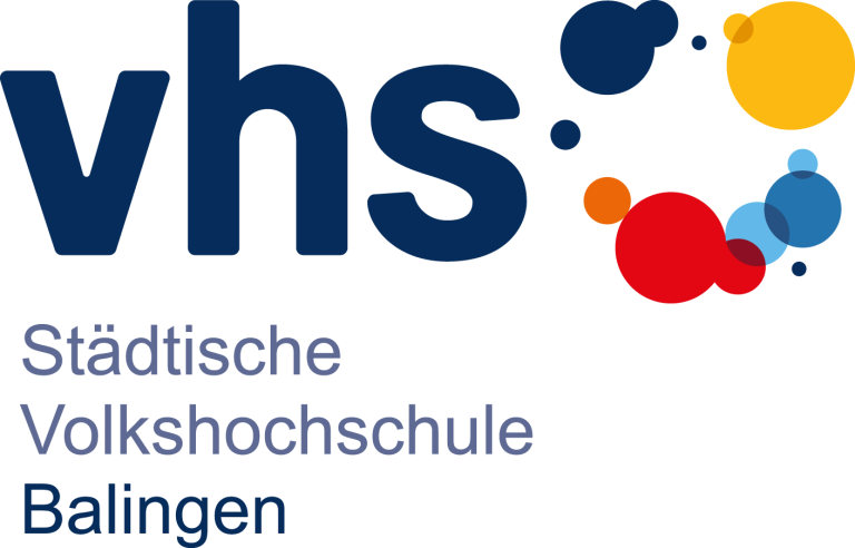 Logo der städtischen Volkshochschule Balingen mit bunten Kreisen.