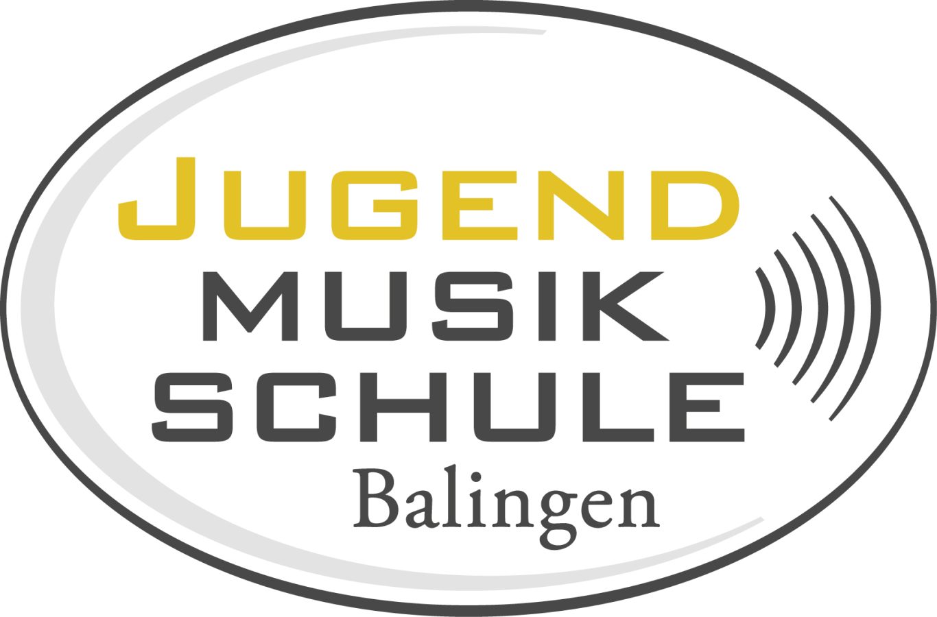 Logo der Jugendmusikschule Balingen in ovalem Design mit Schallwellen.